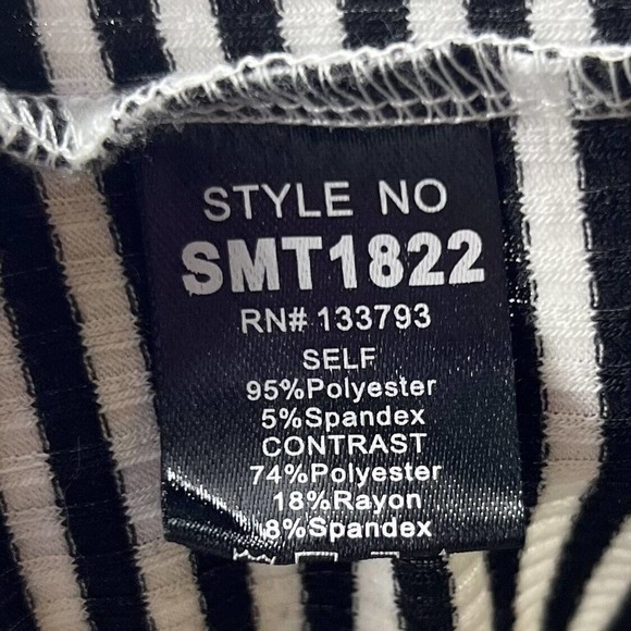 POL Top Size Medium White Black Striped Detail Ribbed Pocket Loose Oversized Fit - Picture 6 of 6